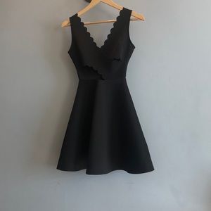 NEW! Aqua, Scalloped Vneck little black dress